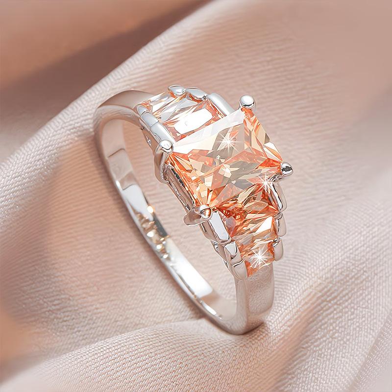2026 New Zircon Jewelry European and American Fashion Women s Creative Geometric Jewelry Romantic  Ring Jewelry no. 6 оранжевый