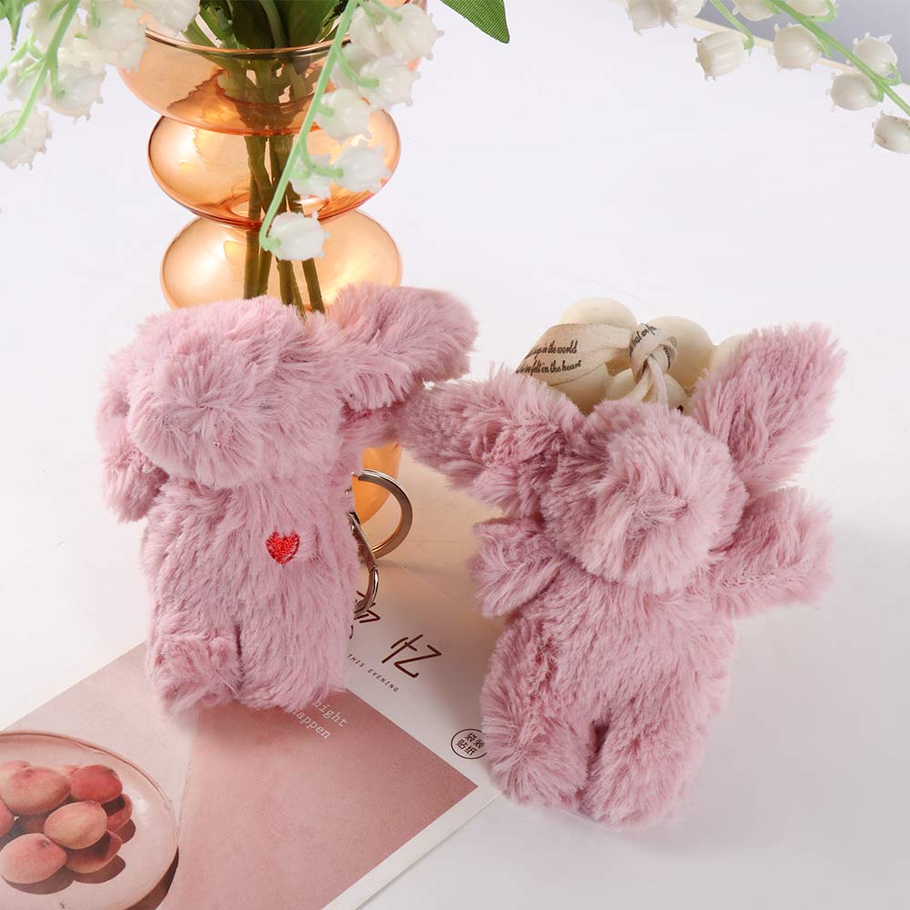 Bag Accessories Plush Bunny Keyring Love Pompom Trinket Plush Rabbit Keychain Plush Rabbit Keyring