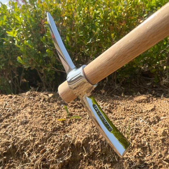 Piccozza a doppia testa in acciaio inossidabile con manico in legno allentare il terreno scavare zappa piccozza multifunzionale attrezzi da giardinaggio