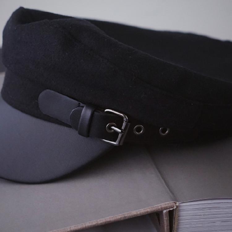 Japanese Leather Buckle Beret Octagonal Hat Warm Artist Hat All-match for Women