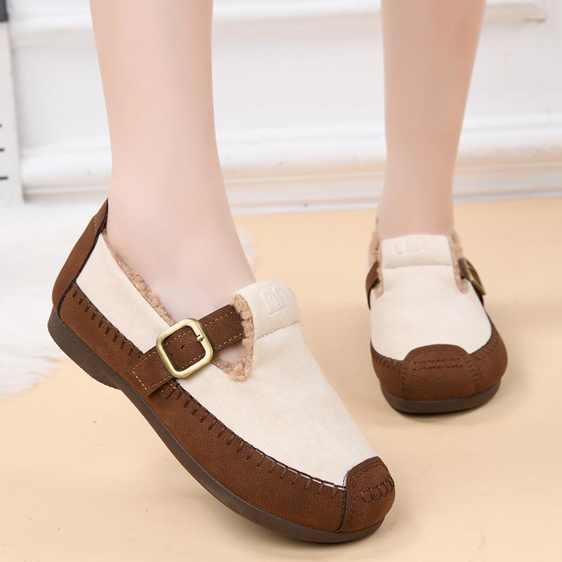 2025 Winter Fashion Women's Fleece-Lined Non-Slip Flat Shoes