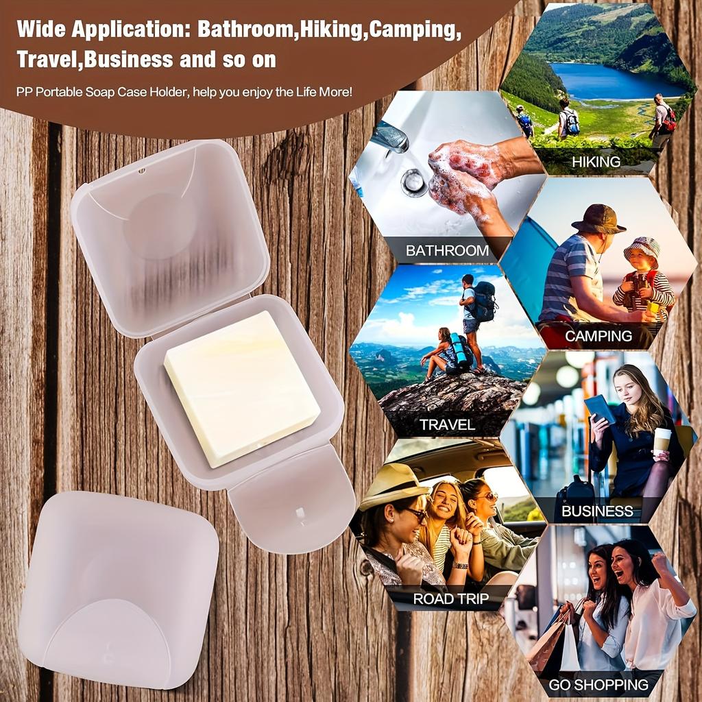 4 small size plastic soap box holder, soap container box, household outdoor hiking and camping soap box, 2.75 * 2.75 inch transparent color box.