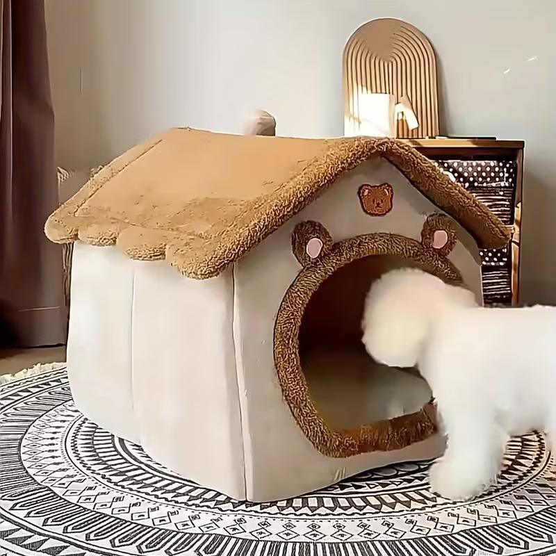 Warm Cat House Bed for Indoor Cats and Small Dogs, Removable Washable Pet Bed House with Soft Cushion, Cozy Winter Pet Sleeping Nest