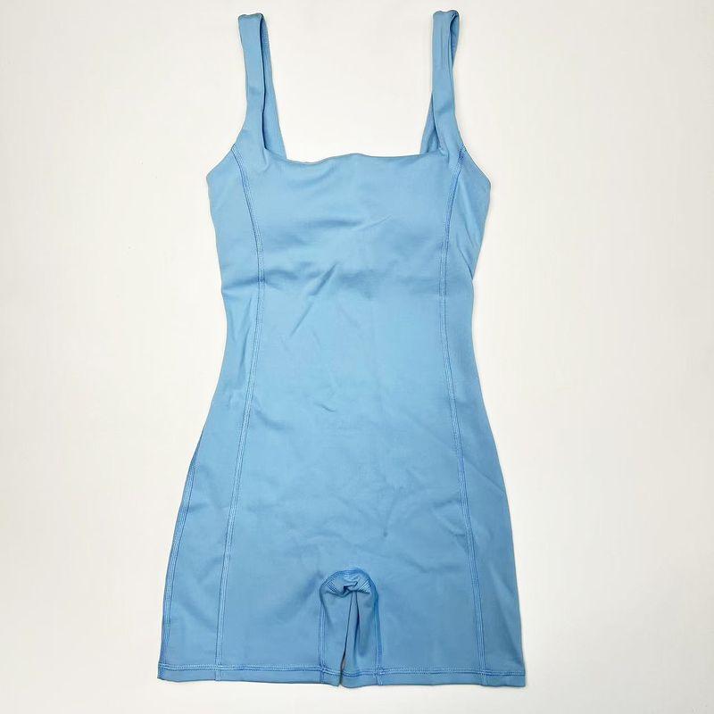 

С нагрудником Комбинезон для йоги Сексуальный открытый на спине Модный С эффектом подтяжки ягодиц Фитнес-шорты Спортивный Беговой Облегающий Цельный 4087 clear blue 4/S (40.00 kg-50.00 kg