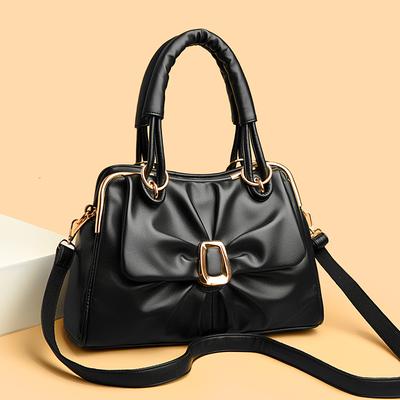 Damen-Handtasche mit Schleifen-Detail aus Kunstleder Klassisch Elegant Büro Alltags Tasche
