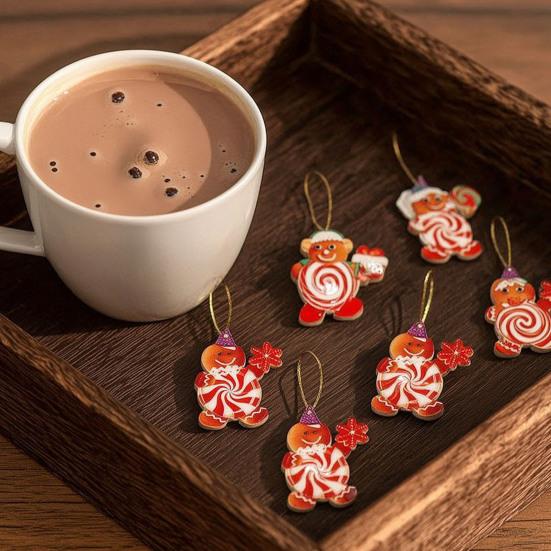 Traditional Xmas Candy Decorations 20/30/40Pcs Wooden Christmas Ornaments, Cane Lollipop Rustic Winter Holiday Interior Decor Hanging for Party Wreath