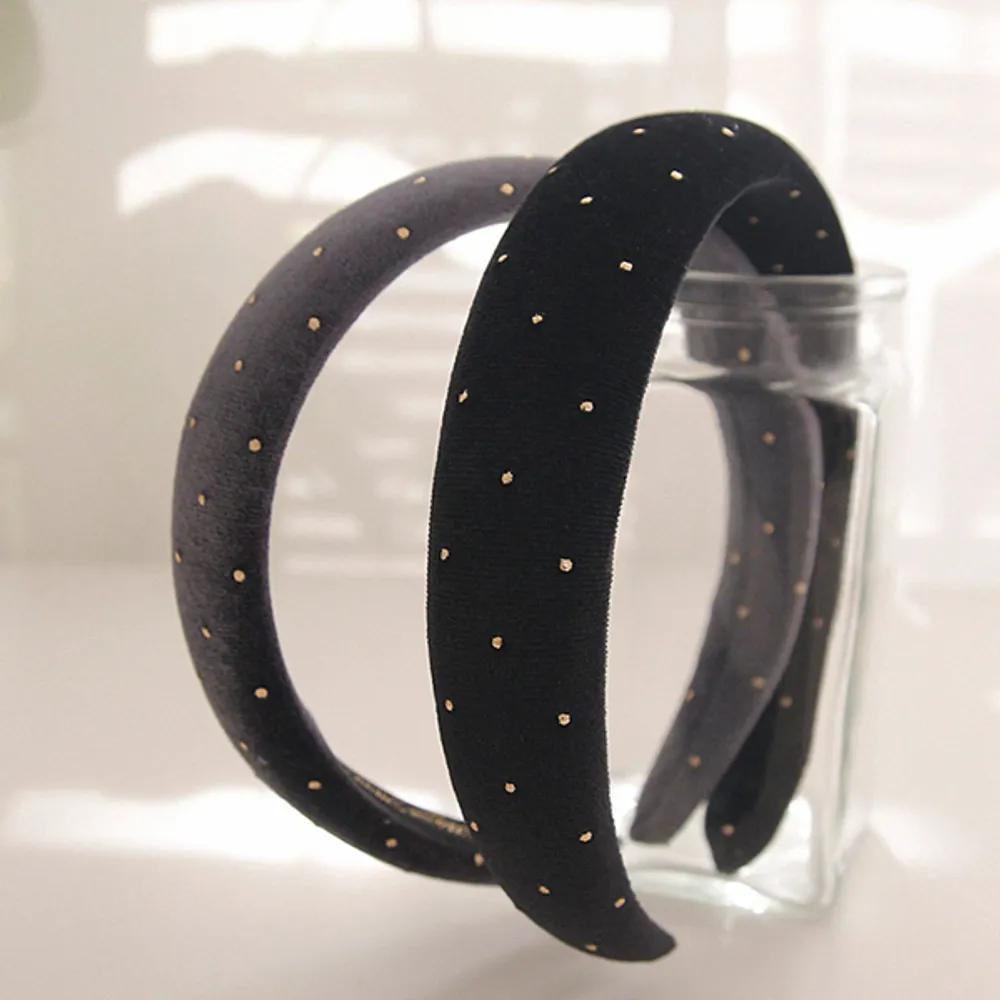 J Lauren Satin Fabric Dot Hairband H0659 black
