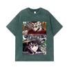 275 GSM Washed T-shirts 100% Cotton Demon Slayer V30 Kanao X Doma White Print Unisex Heavy Cotton T Shirt