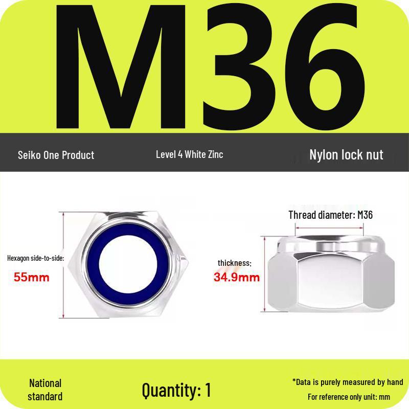 4.8-Grade Galvanized Black Nylon Anti-Loosening Self-Locking Nut for M3-M10 Threads