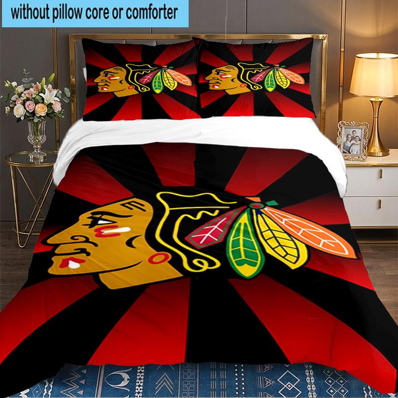 Chicago Hockey 3PCS Bedding set,Ideal for 1pc Duvet Cover And 2pcs Pillowcases Perfect for Fan gift,Ideal for Bedroom, Dormitory