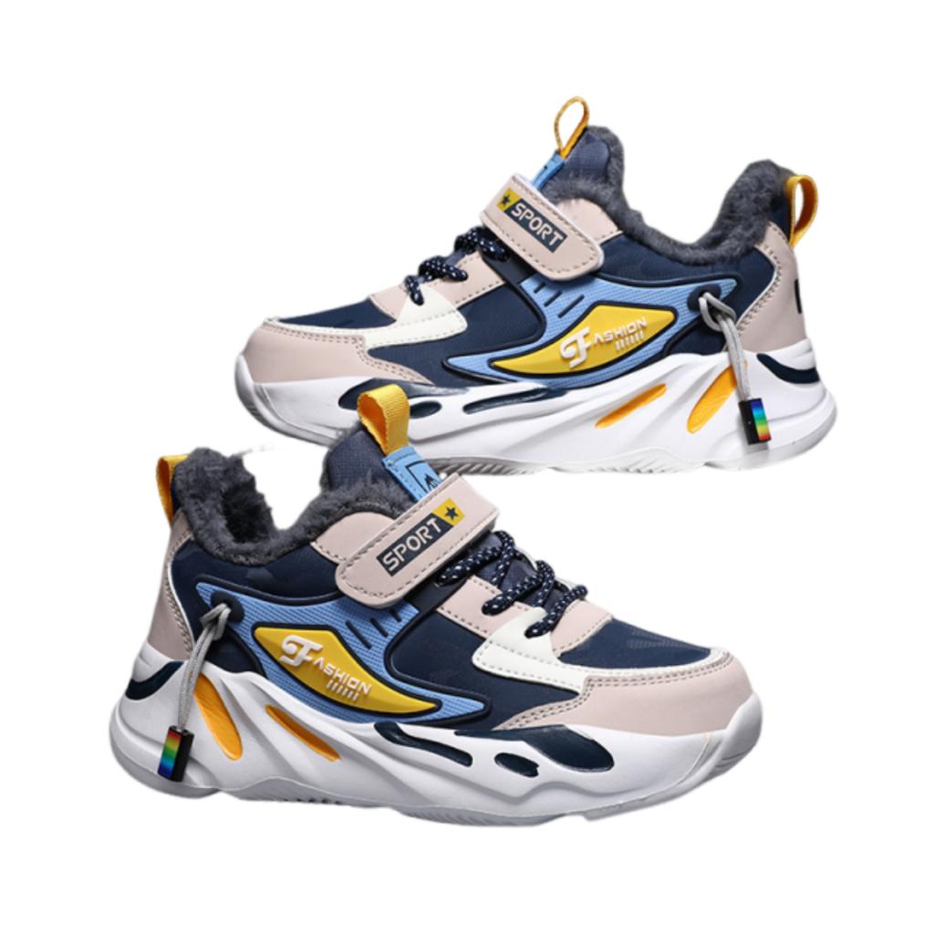 Children's Fleece Lined Running Shoes Lightweight Breathable Athletic Sneakers Durable Non-Slip Sole Comfortable Fit for Kids Outdoors