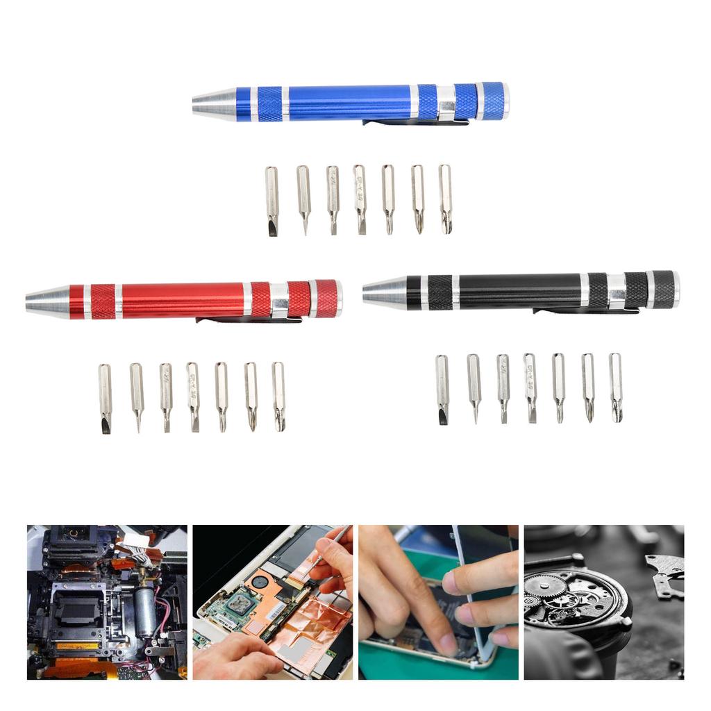 Multipurpose Screwdriver Set Screwdriver 8 in 1 Mini Hand Pen Screwdriver Magnetic Type Multipurpose for Fine Screws