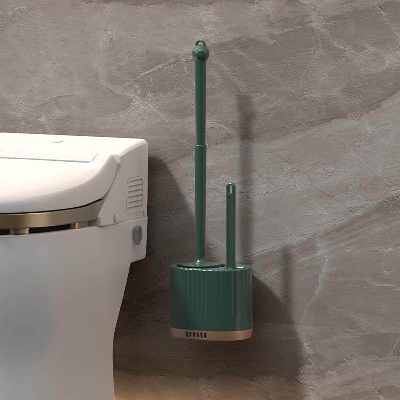 

Luxury Wall-Mounted Quick-Dry Toilet Brush Set with Base for Cleaning Bathroom Corners темно-зеленого