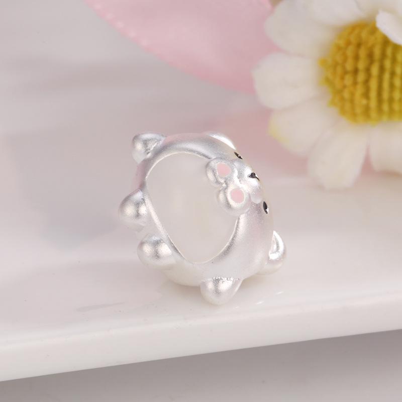 Sterling Silver Bear Egg Doll Beaded Bracelet DIY Spacer Accessories