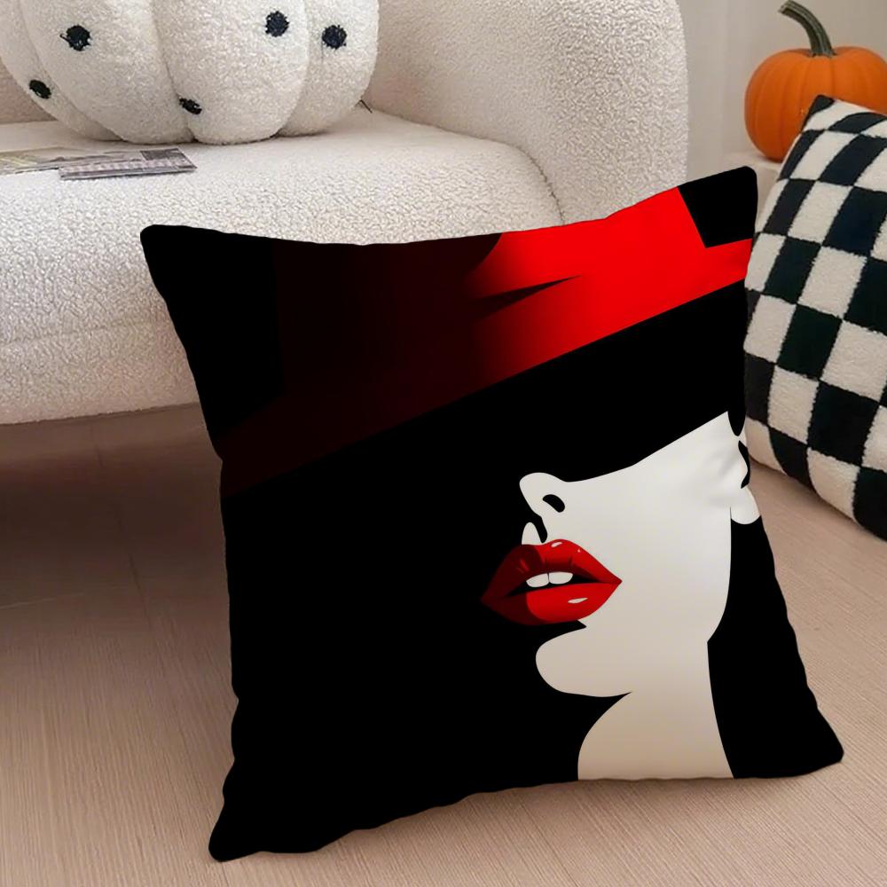 Elegant Vantage Anime Elegant Lady Pattern Cushion Cover Linen Pillow Case Soft Breathable Protective Couch Room Decoration