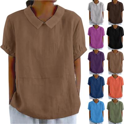 Hauts pour femmes Hauts à manches courtes Chemisier pour femmes Hauts d'été Chemisier léger pour femmes Hauts Pull décontracté T-shirt Chemise basique