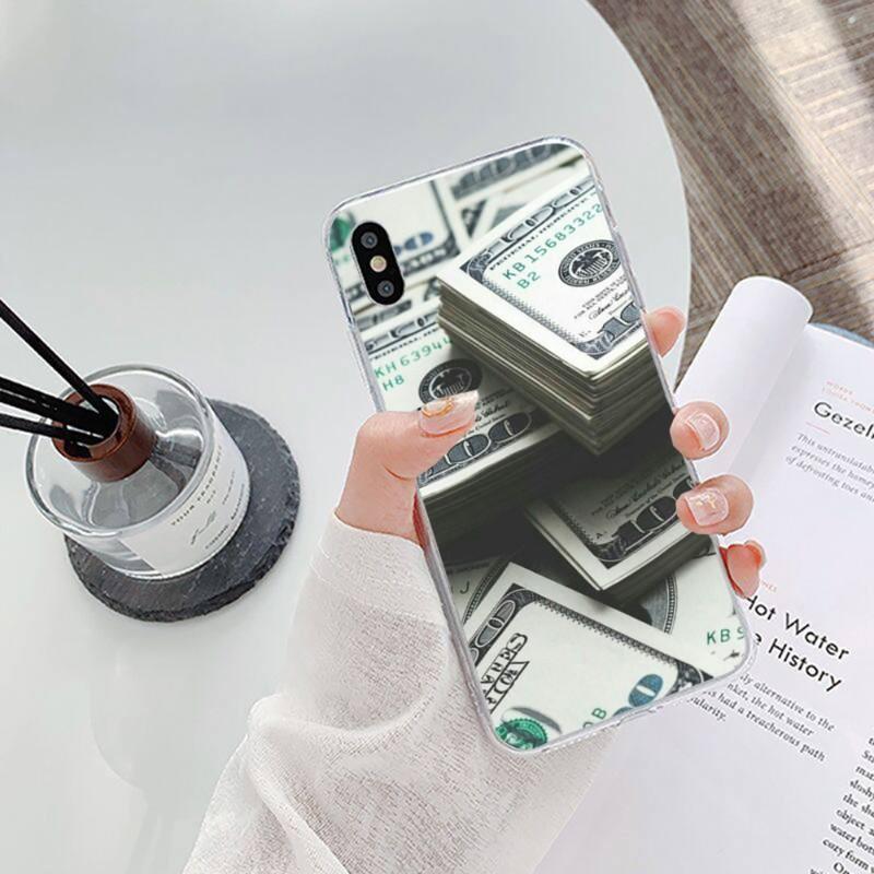 U.S. Dollar Money Phone Case For IPhone 14 13 12 11 XS X 8 7 6 Plus Mini Pro Max SE 2022 Soft Transparent Phone Cover