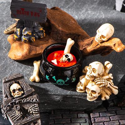 Neue Mini 3D Horror Halloween Rabe Grabstein Schädel Serie Harz Hallowmas Puppenhaus DIY Zubehör