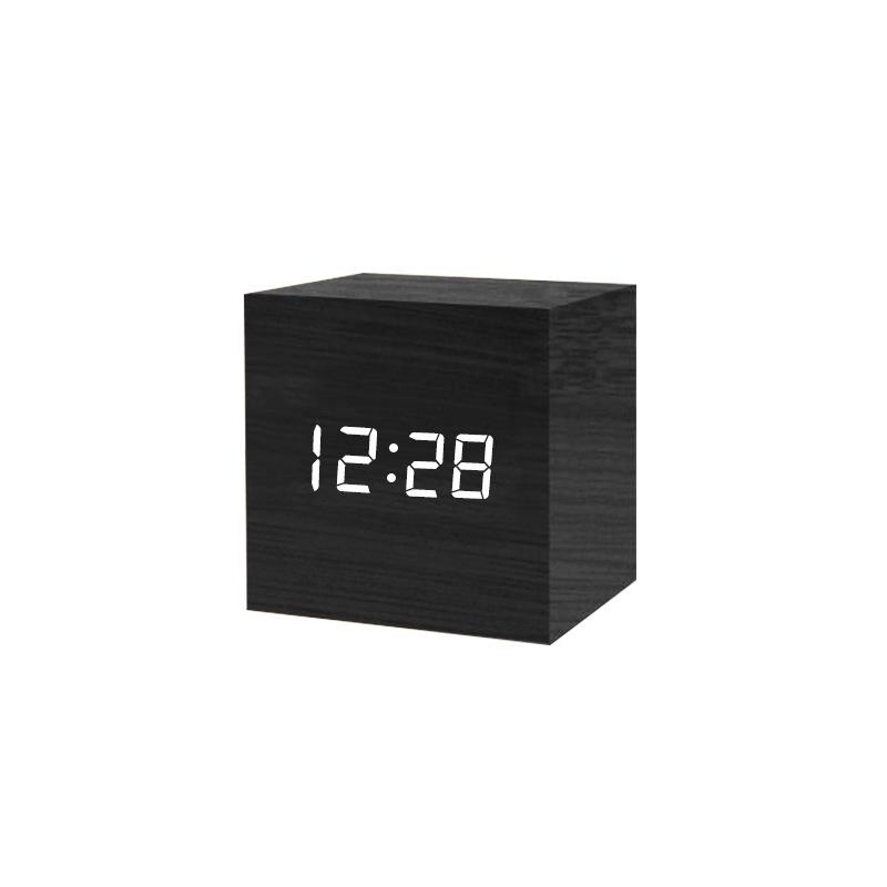 LED Wooden Alarm Clock & Thermometer - Digital Electronic Gift