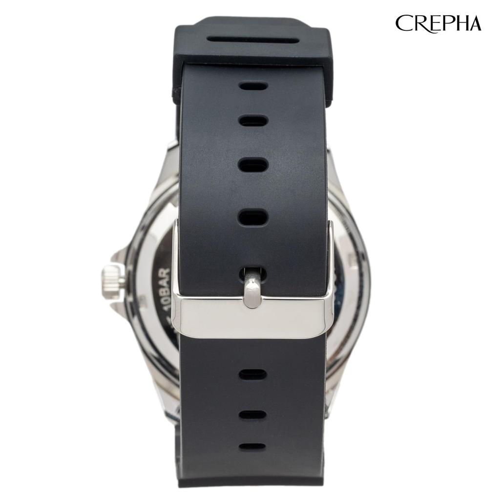CREPHA Men's Serdica Analog Watch with White Dial, Urethane Strap, and Japanese Movement