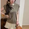 Summer white round neck short-sleeved t-shirt women's spring summer new design sense niche loose casual front shoulder look thin