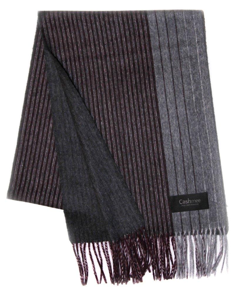 

Cashmee Cashmere Stripe Single Reversible Scarf Becrux Cashmere 100% 2-Face / 3-Color (Wine (ST02))