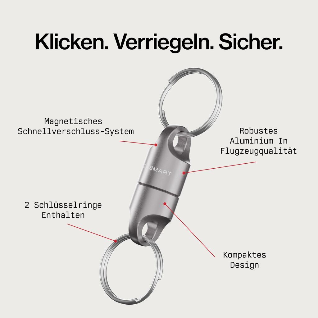 KeySmart MagConnect Magnetic Key Holder for Purse, Key Chains for Car Keys - Detachable Key Ring Quick Release Keychain for Men - Mens Key Chain Rings