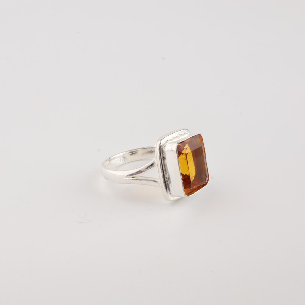 Natural Citrine Gemstone 925 Sterling Silver Handcrafted Jewelry Partywear Ring Anniversary Gift For Wife RR-79-6