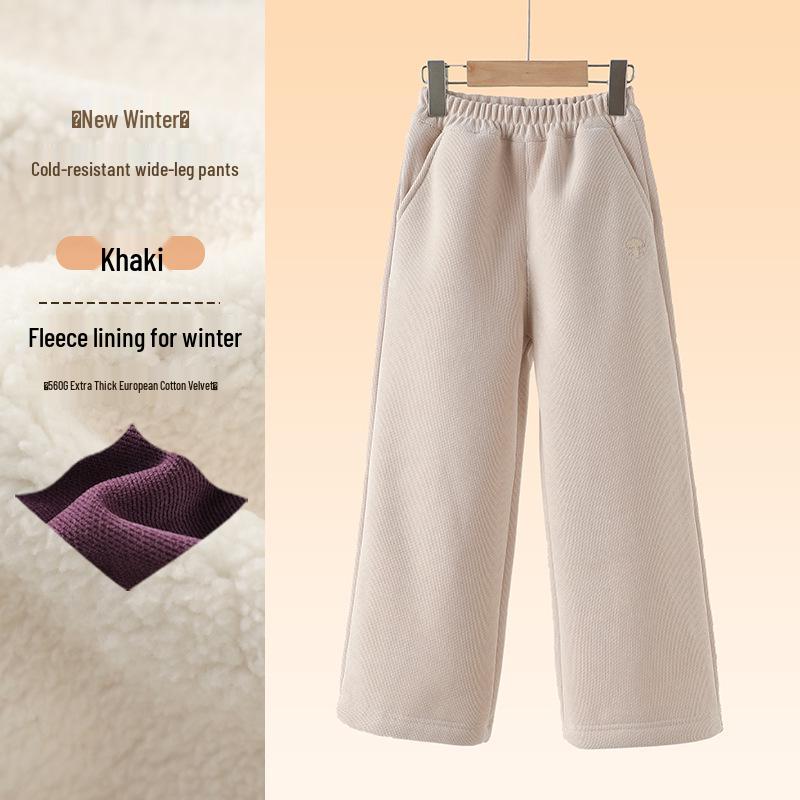 Girls' Fleece-Lined Wide-Leg Corduroy Pants - Winter 2025