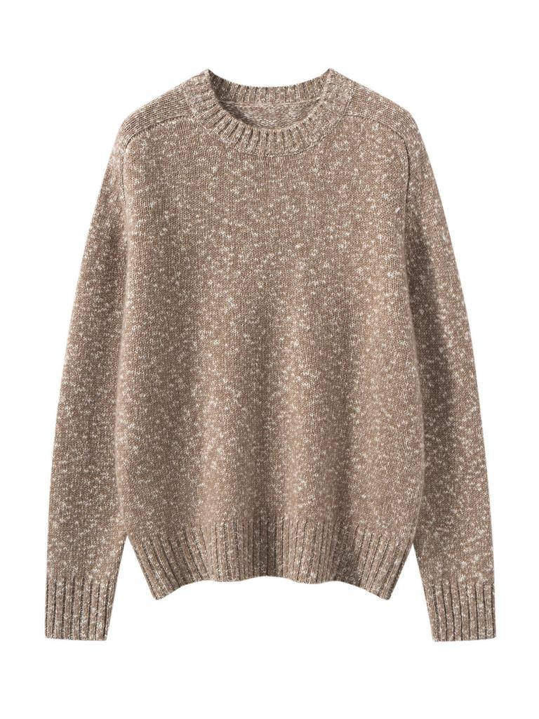 Women's Retro Loose Fit Cashmere Sweater - Plus Size Round Neck Pullover for Autumn/Winter