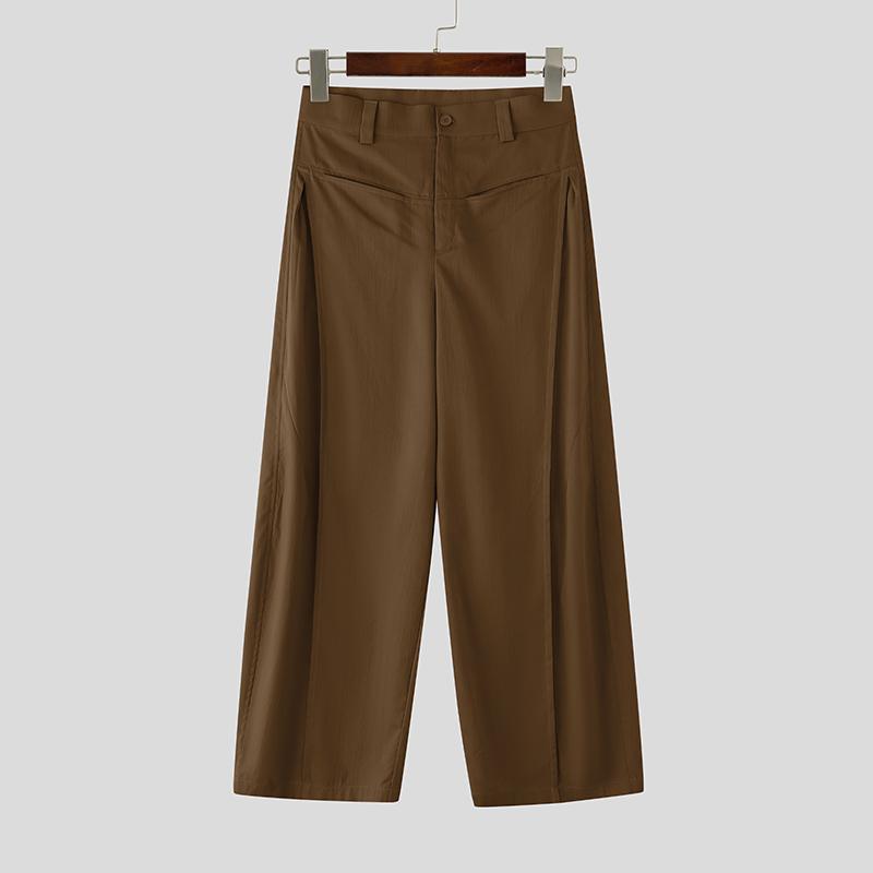 

INCERUN Мужские Повседневные Брюки с Высокой Посадкой, на Молнии, Повседневные Длинные Свободные Брюки XL коричневый