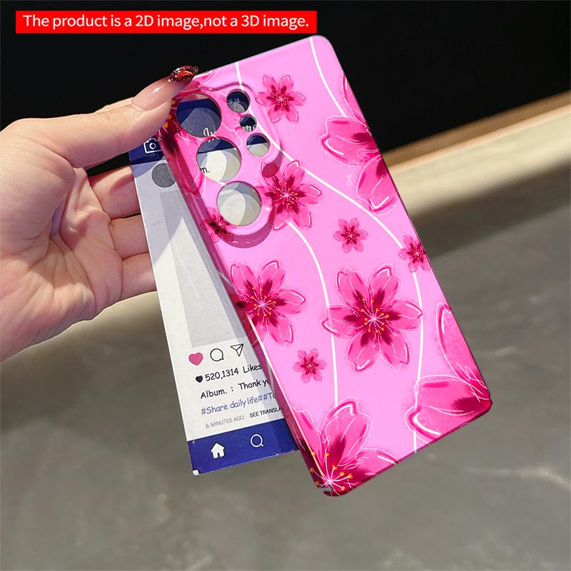 2DFlat Samsung phone case Pink Cherry Blossom Floral Pattern Phone Case Applicable to Galaxy S22 S23 S24 S25ULTRA S26 A12 A13 A14 A15 A16