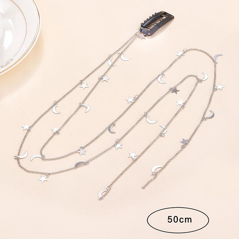 2Pcs Moon Star Braided Hair Chain Super Fairy Headdress Suitable For Women And Girls Daily Hair Accessories Gift