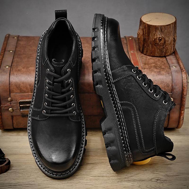 Men's Genuine Leather Retro Large Size Ultra-light Handmade Casual Shoes Men's High-top Ankle Boots