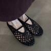 Sheepskin version~ French woven hollow and breathable niche flat-soled sandals women's summer shallow mouth one-word round head single shoes