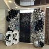 Black Silver Balloons Garland Silver Confetti Balloon Arch Kit Silver Explosion Star Foil Globos Graduation Birthday Party Decor