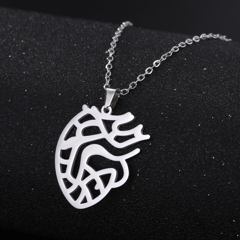 My Shape Anatomical Heart Necklaces Stainless Steel Pendants Chain for Doctor Medical Biology Fashion Jewelry Gifts Wholesale