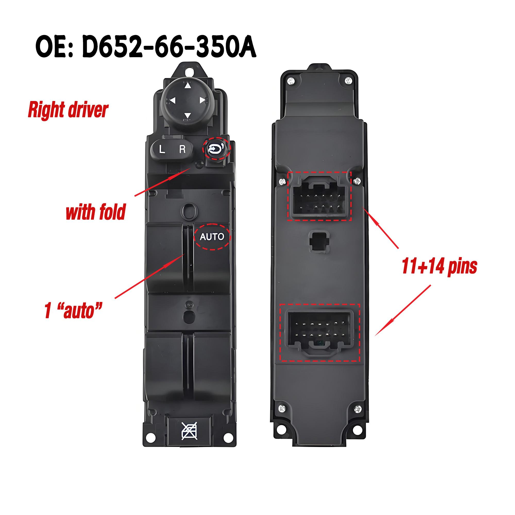 

D652-66-350A D65266350A For Mazda 6 GH Mazda 2 2008-2014,Right Front Side Driver Master Power Window Control Switch Button RHD D652-66-350A