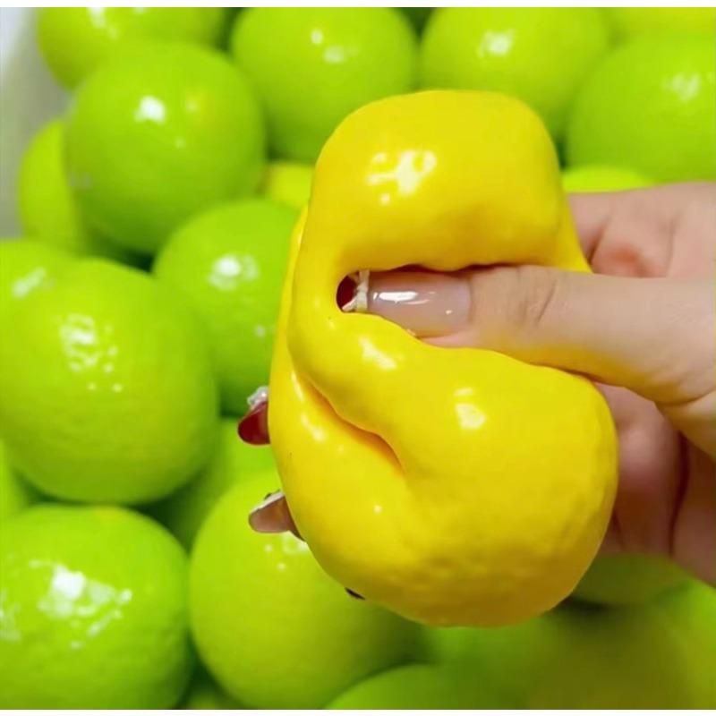 Handmade Color Changing Lemon Stress Ball With Crispy Sound, Building Blocks Filled Sensory Squeeze Decompression Toy For Adults