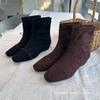 2025 Women's French Retro Suede Ankle Boots: New Winter Chunky Heel Slimming Martin Boots