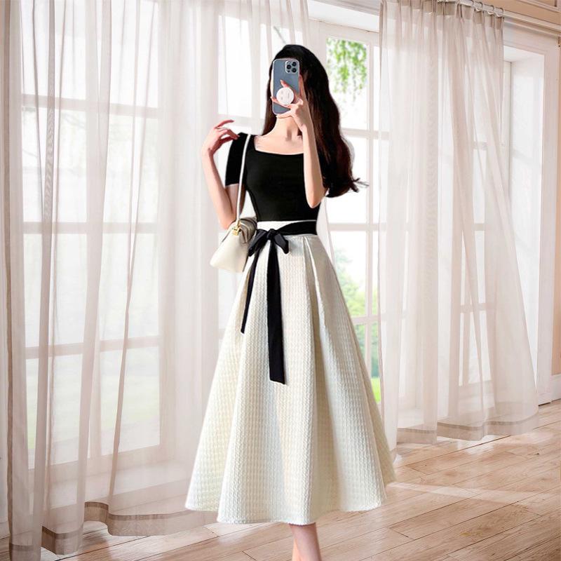 2025 Summer Women's Elegant Waist-Slimming Fragrance Style Fashion Two-Piece Dress