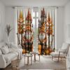 2pcs HD Thanksgiving American Castle Pumpkin Maple Leaf Old Man Decorative Curtain Yellow Tie Digital Printed Curtain Home De