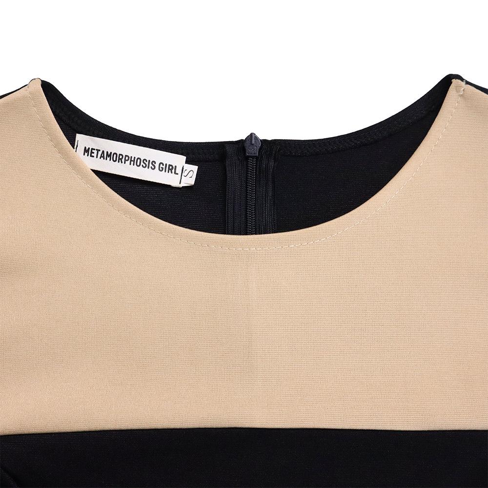 YYFS Women's Fashion Summer Spring Colour Block Print Short Sleeve O-Neck High Waist Casual Dresses