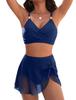 1011 European and American bikini swimsuit female sexy solid color thin mesh skirt split explosion swimsuit