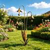 Metal Garden Stakes Decorative Flower Shape Lawn Ornament With Bell Metal Yard Art For Outdoor Yard Lawn Pathway Patio Flower