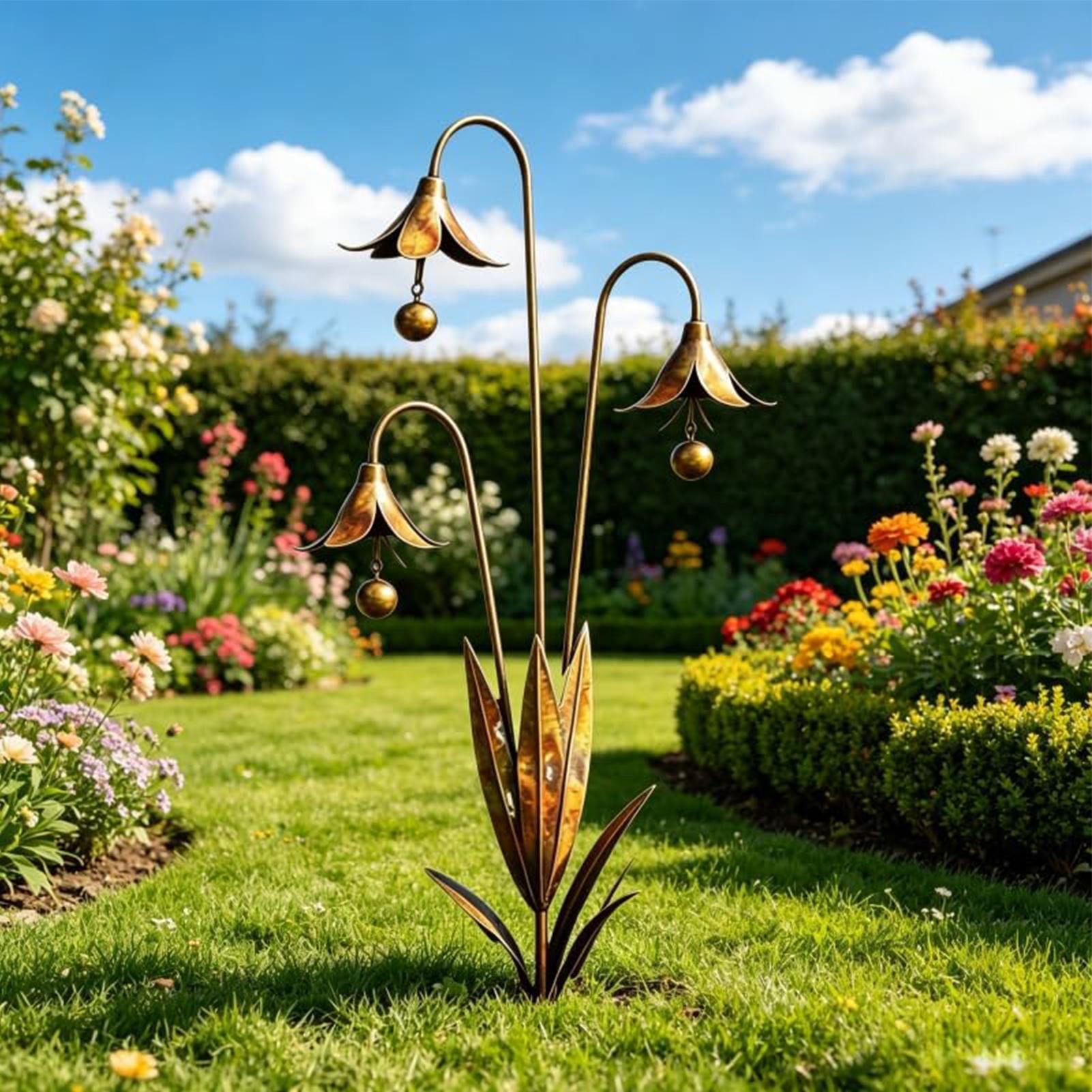 

Metal Garden Stakes Decorative Flower Shape Lawn Ornament With Bell Metal Yard Art For Outdoor Yard Lawn Pathway Patio Flower China Mainland