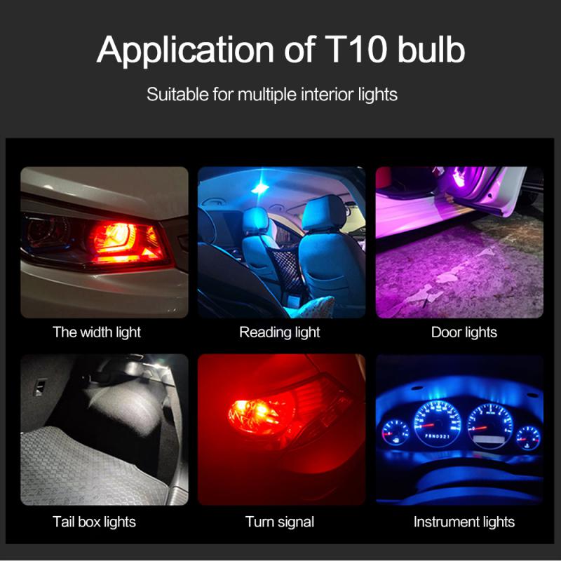 2 Stück/Set Auto LED T10 W5W Canbus Glas COB 6000k Lese-Innenraumleuchte Markierungskeil Kennzeichenleuchte Glühbirne 168 194 192 DC 12V Licht