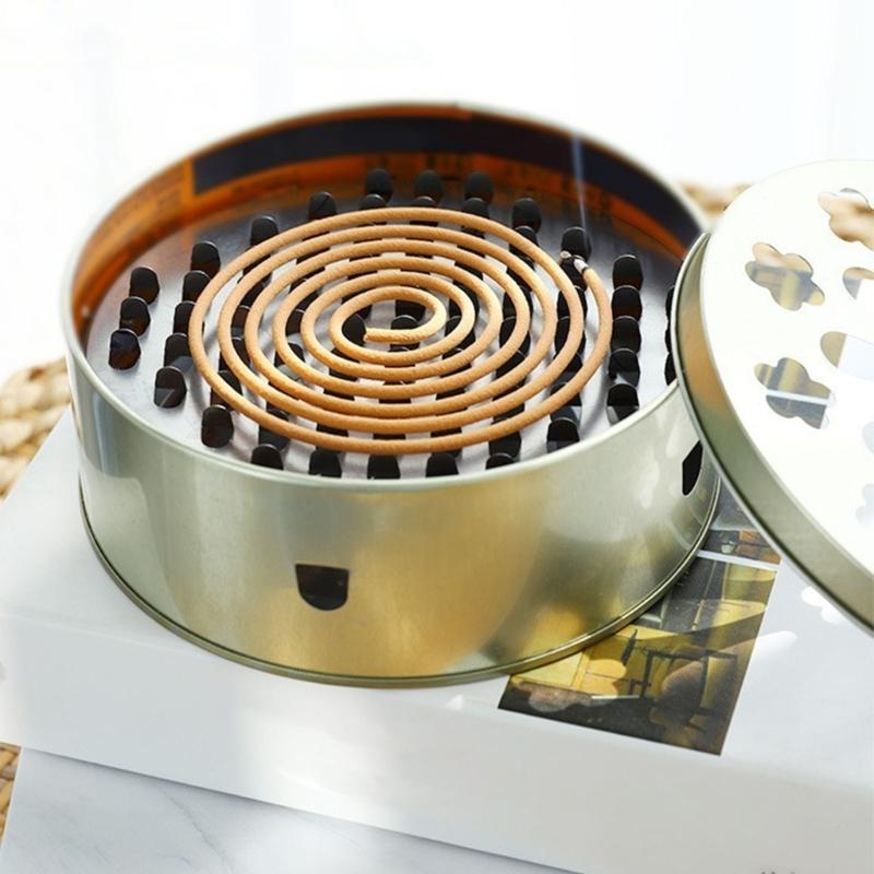 Metal All Purpose Incenses Box Container Tray With Safety Cover Heatproof Construction Perfect For Travel Or Patios Use