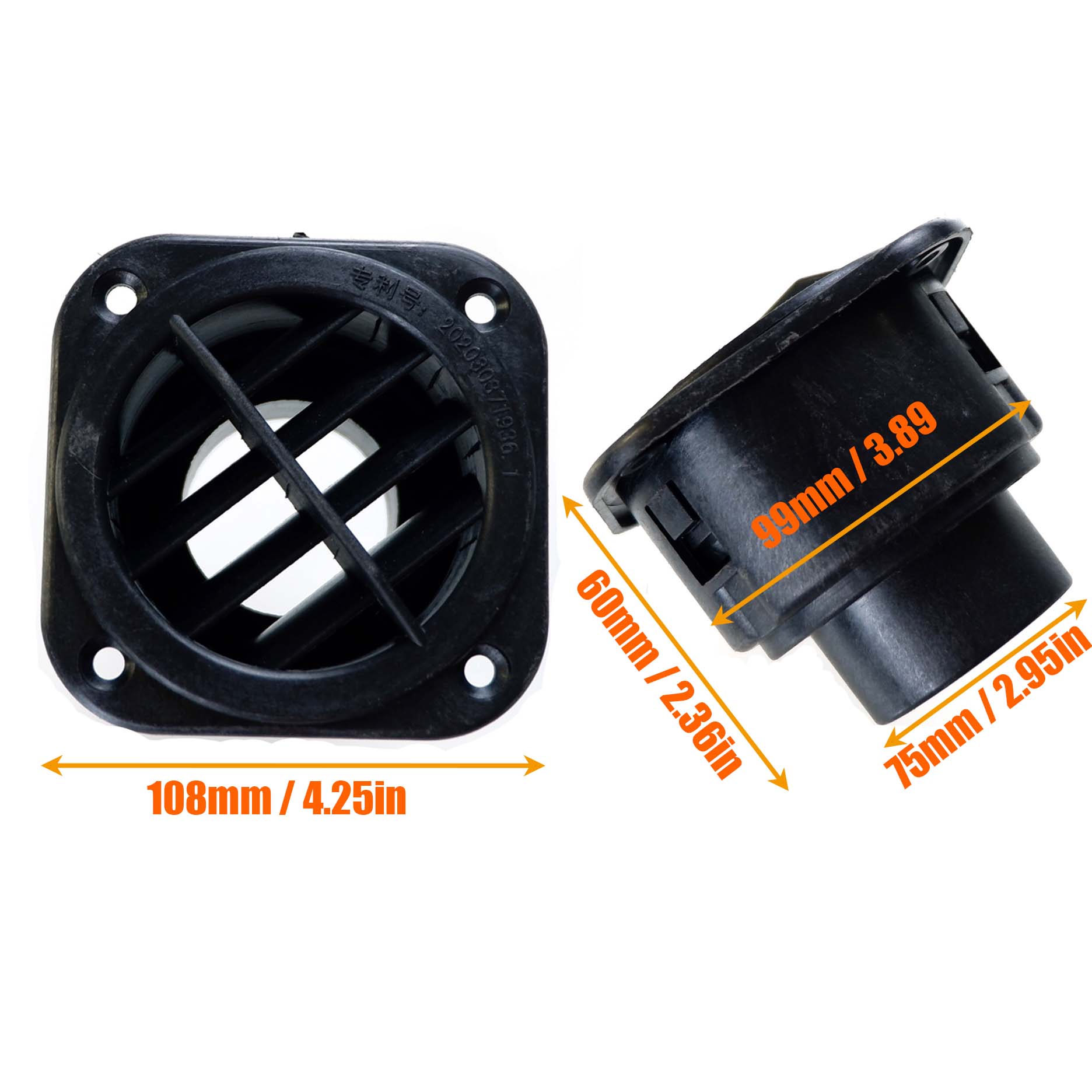 

42mm 60mm 75mm Air Vent Ducting Piece Duct Pipe Outlet Rotable For Webasto Eberspaecher Diesel Parking Heater