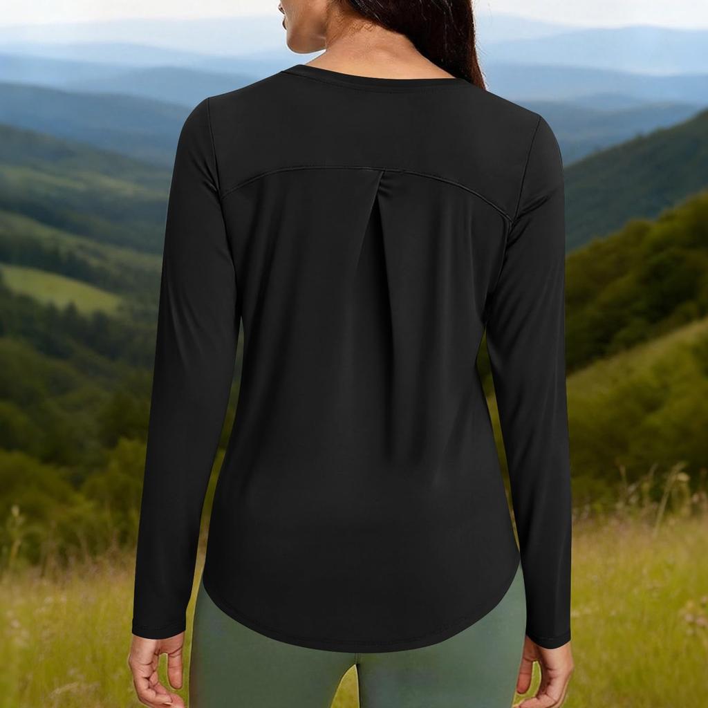 Women's Long Sleeve Breathable Athletic Pullover Loose Fit Round Neck Lightweight Yoga Top for Exercise Workout Running and Casual Wear